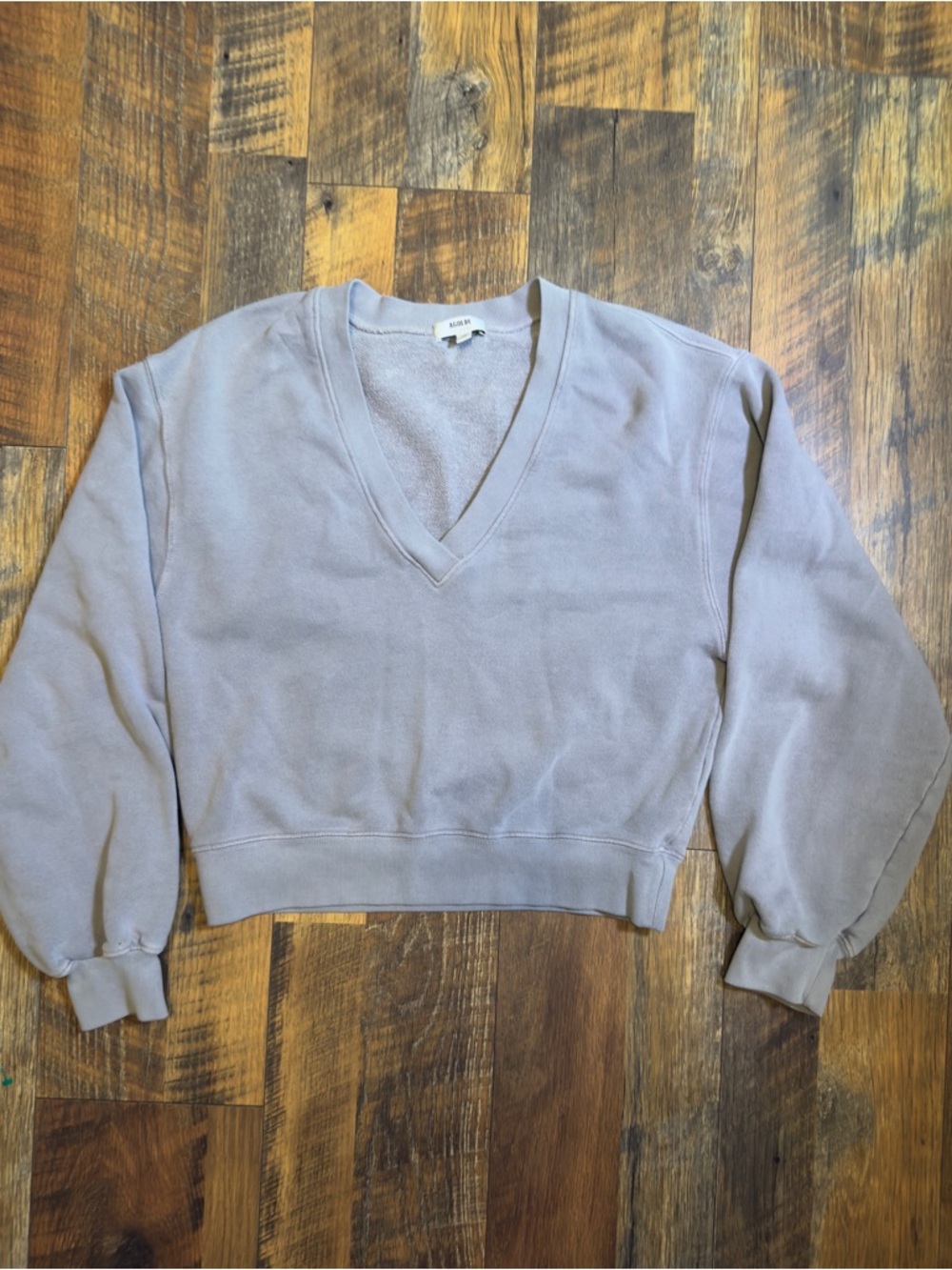AGOLDE Low V Neck Balloon Sleeve Sweatshirt Gray size XS